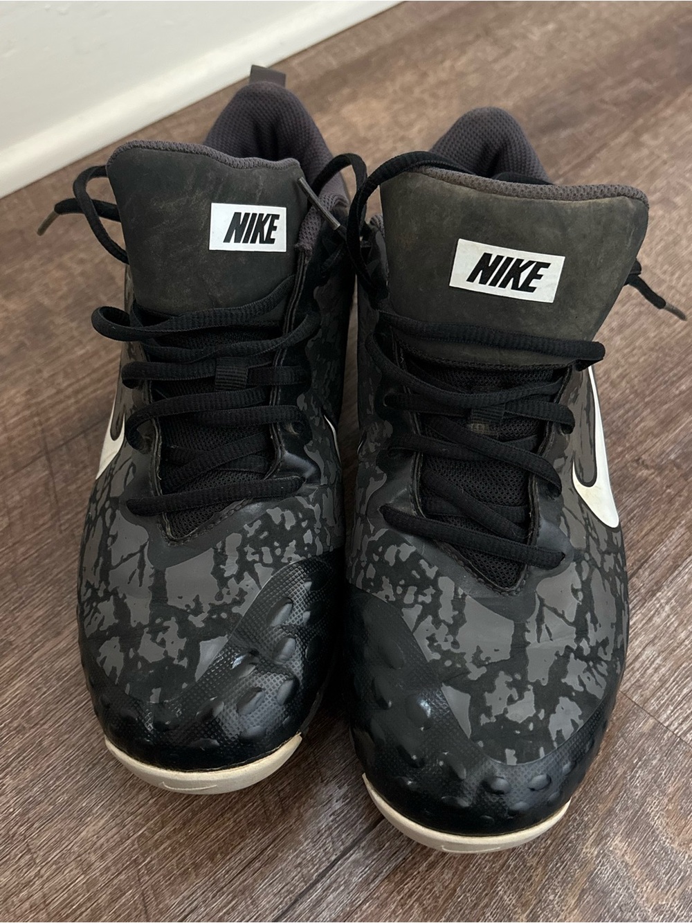 Nike Black & Gray Camo High-Top Cleats